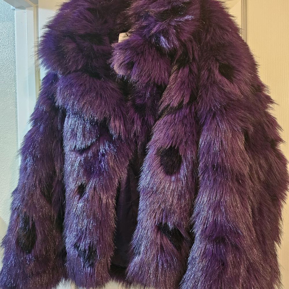 Luxurious Purple Faux Fur Coat